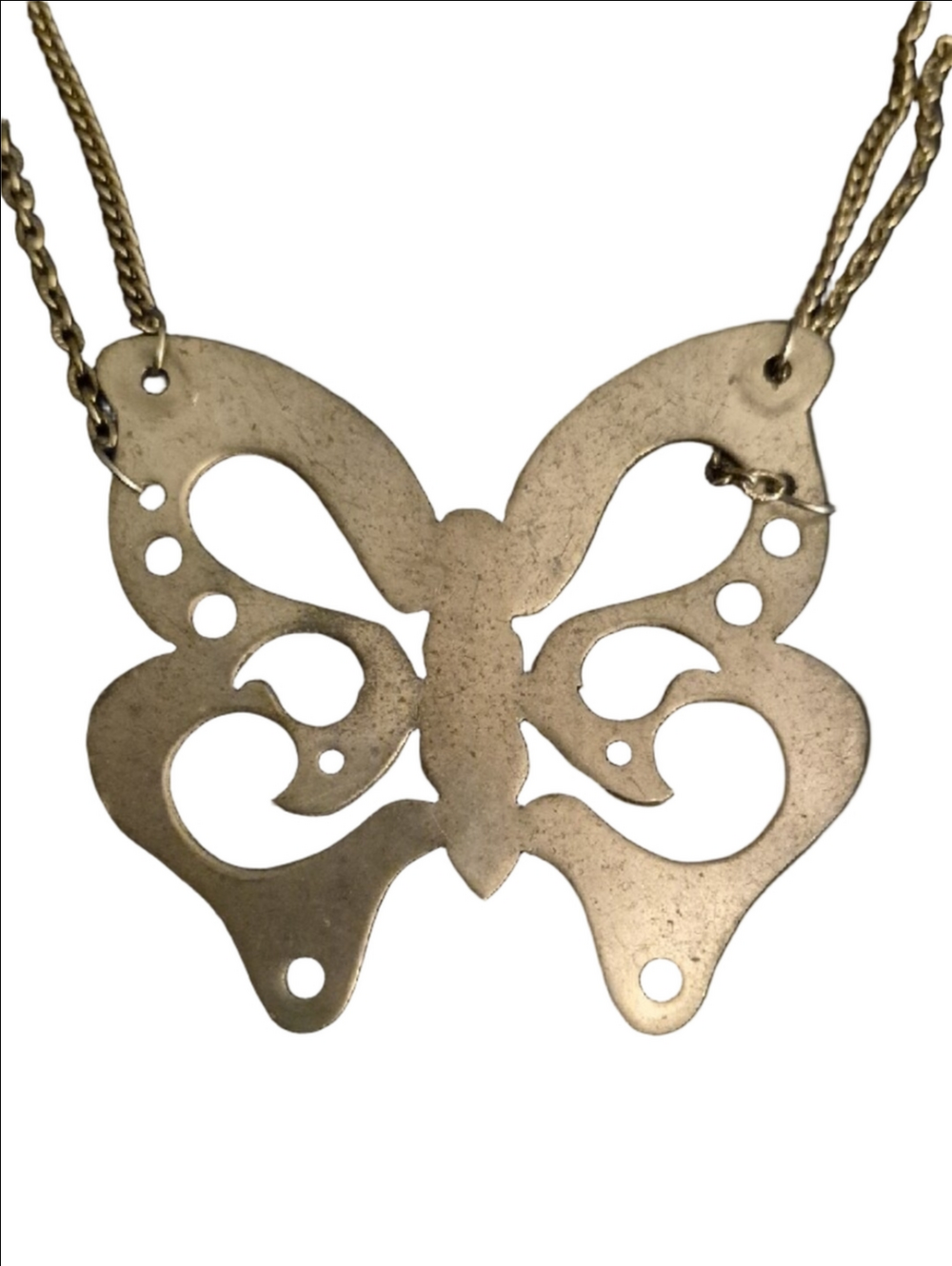 Vintage Butterfly Pendant Necklace in Antiqued Silver Tone Fairy Festival - Picture 2 of 8